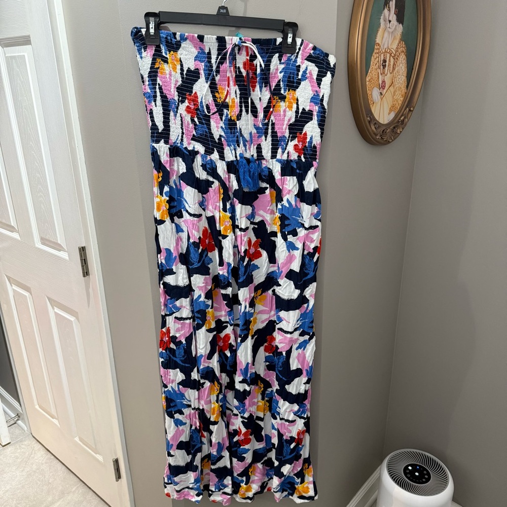 Shore Life Multi Color Strapless Dress/Beach Cover Up-1X